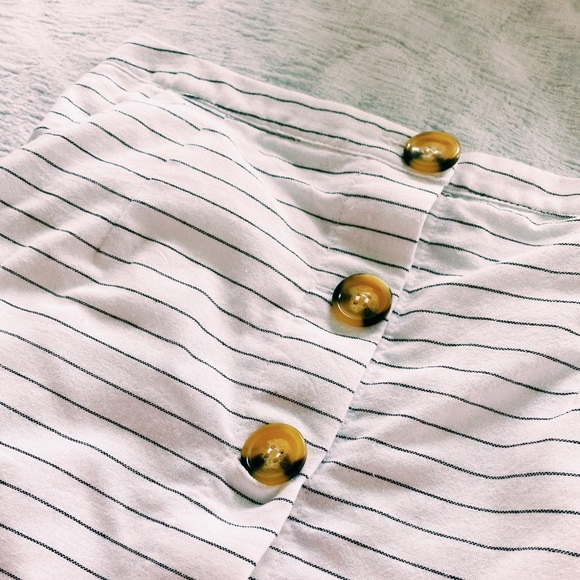White Skirt with Black Stripes & Tortoise Buttons - Picture 1 of 16